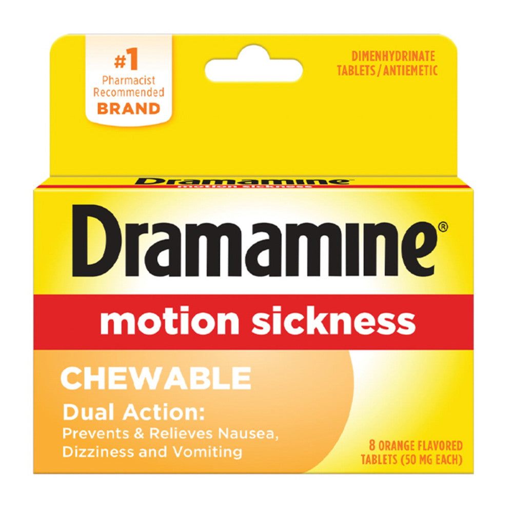 Dramamine Chewable Tablets For Motion Sickness Relief - 8 Ea